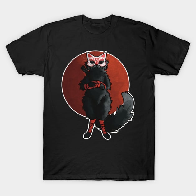 Ninja Black Cat with mask T-Shirt by Feline Emporium